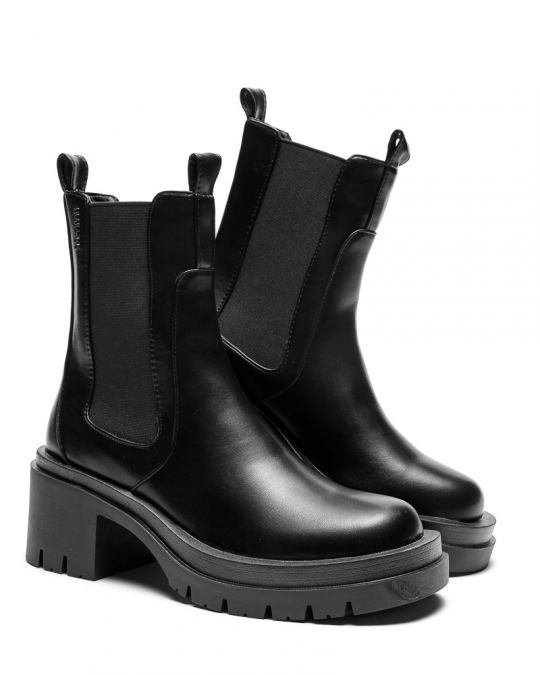 BLACK WOMEN'S ANKLE BOOTS - KRISTINE DE-SH6531PU 22FW
