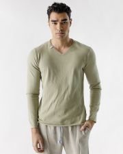 KHAKI MEN'S V-NECK SWEATER