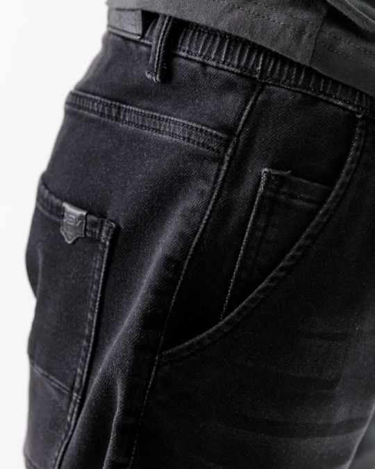 FEKETE FÉRFI JOGJEANS RÖVIDNADRÁG 1D23SS1130MP7166