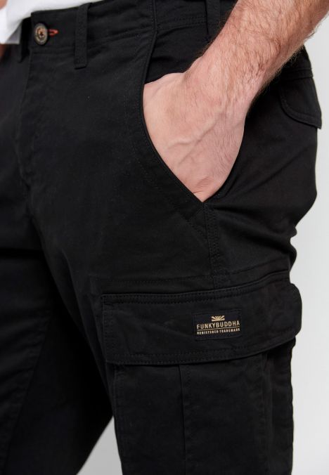 FEKETE FUNKY BUDDHA FÉRFI NADRÁG FBM007-002-02 23SS