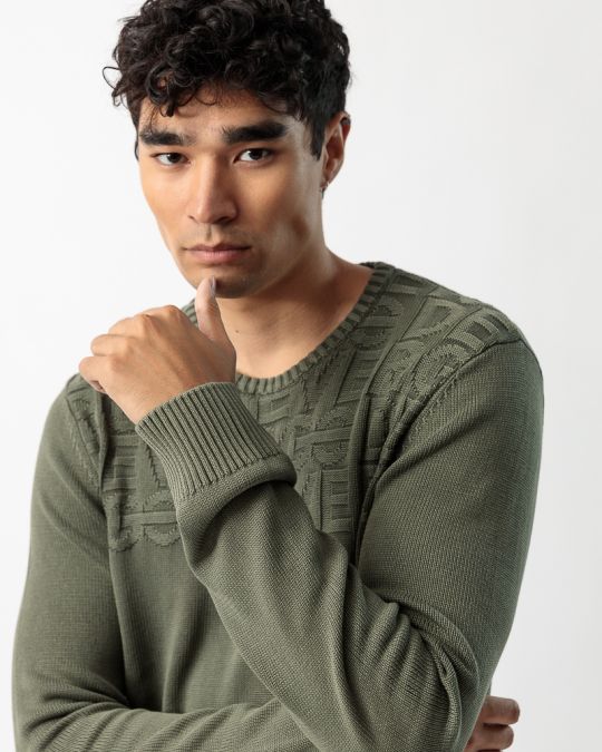 KHAKI FÉRFI KÖTÖTT PULÓVER 1D23FW6011LS1124