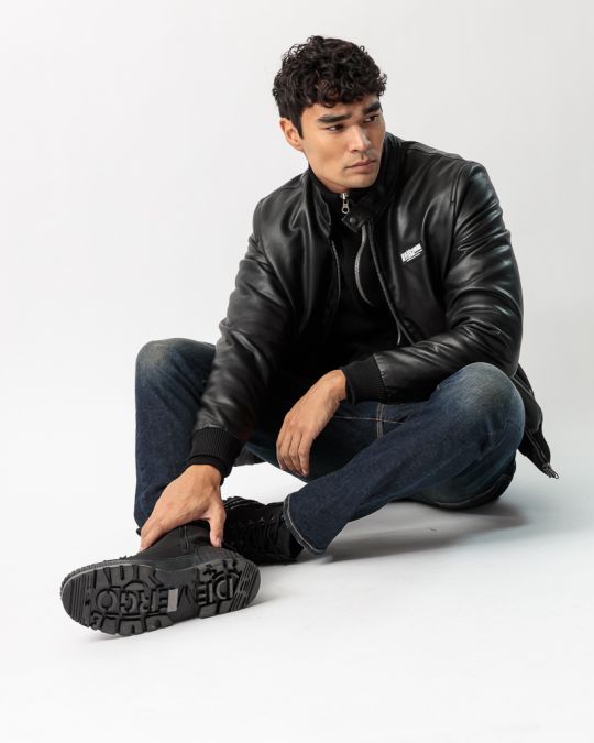 BLACK MEN'S COAT 1D23FW3019KA9000