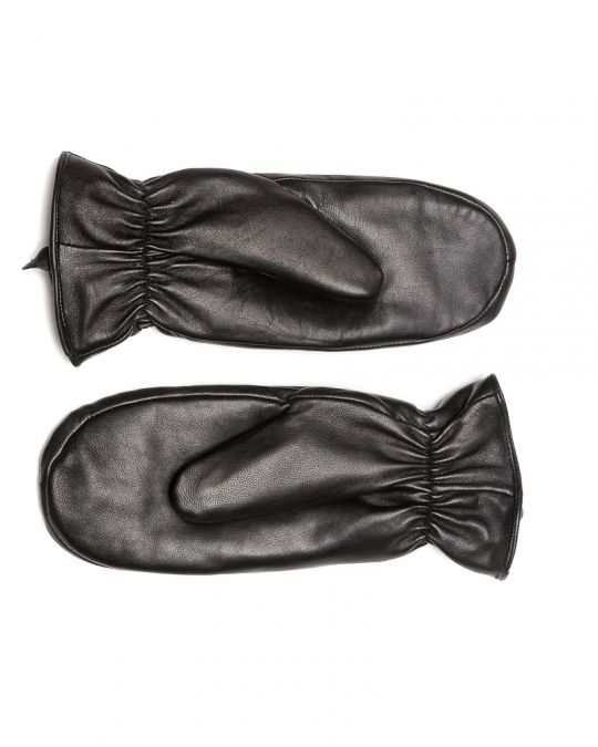 BLACK WOMEN'S LEATHER GLOVES 2D23FW8532KE2100