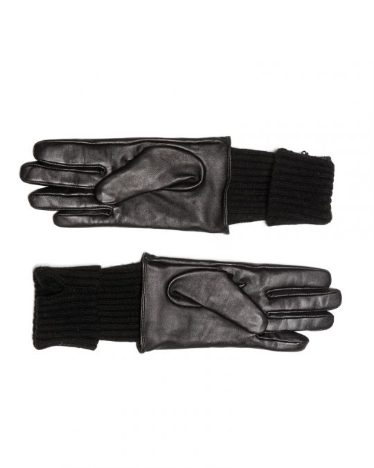 BLACK WOMEN'S LEATHER GLOVES 2D23FW8533KE2100