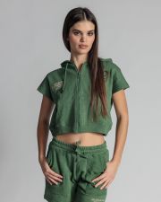 GREEN WOMEN'S SHORT-SLEEVED PULLOVER