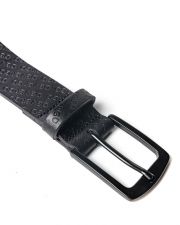 BLACK MEN'S LEATHER BELT