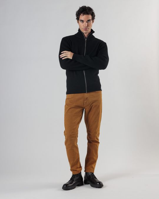 BLACK MEN'S KNITTED CARDIGAN 1D24FW6015KA1101