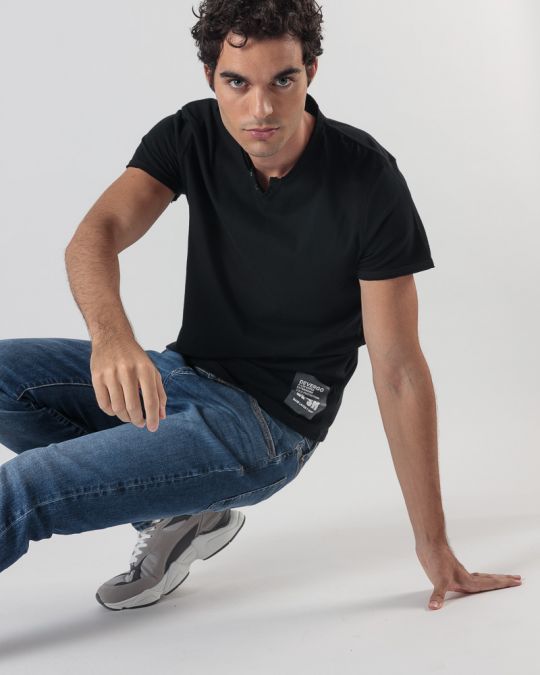 BLACK MEN'S T-SHIRT 1D24FW4028SS0104