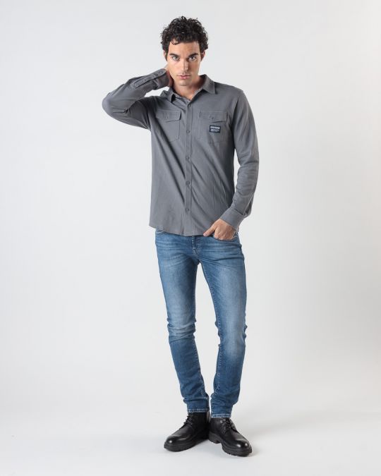 GREY MEN'S LONG-SLEEVED SHIRT 1D24FW5003LS2405