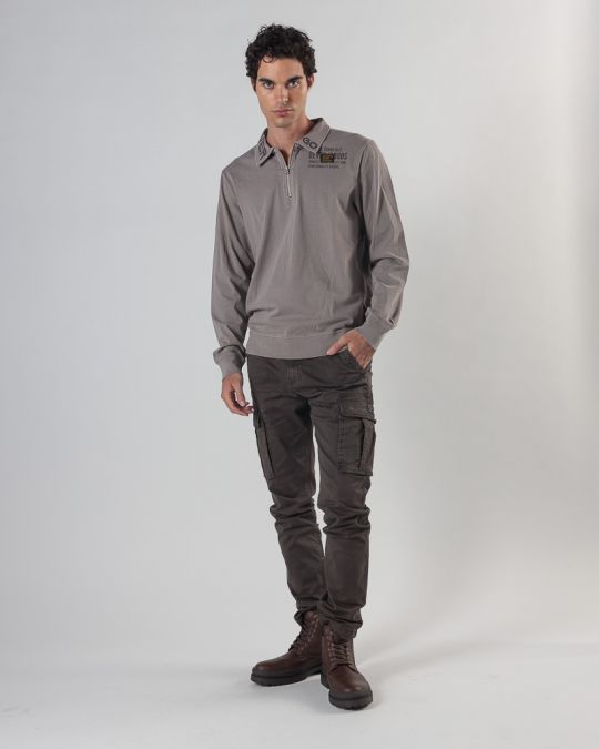 BROWN MEN'S LONG-SLEEVED T-SHIRT 1D24FW4005LS0106