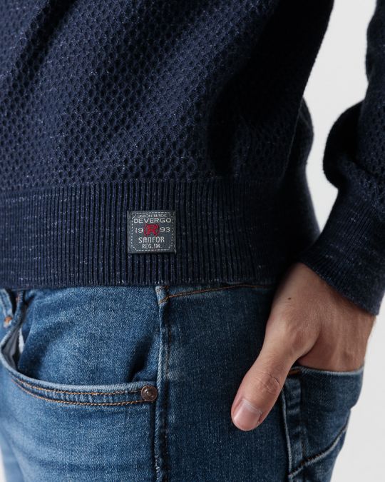 KÉK FÉRFI KÖTÖTT PULÓVER 1D24FW6014LS1101