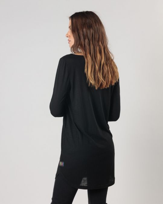 BLACK WOMEN'S LONG-SLEEVED T-SHIRT 2D24FW4558LS3805