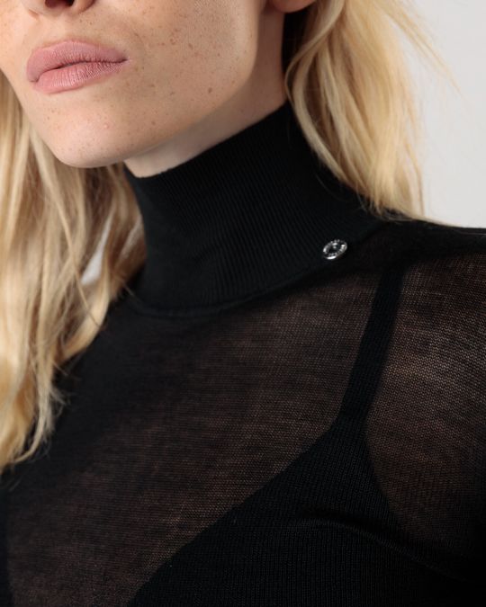 FEKETE NŐI ÁTLÁTSZÓ PULÓVER 2D24FW6513LS1101