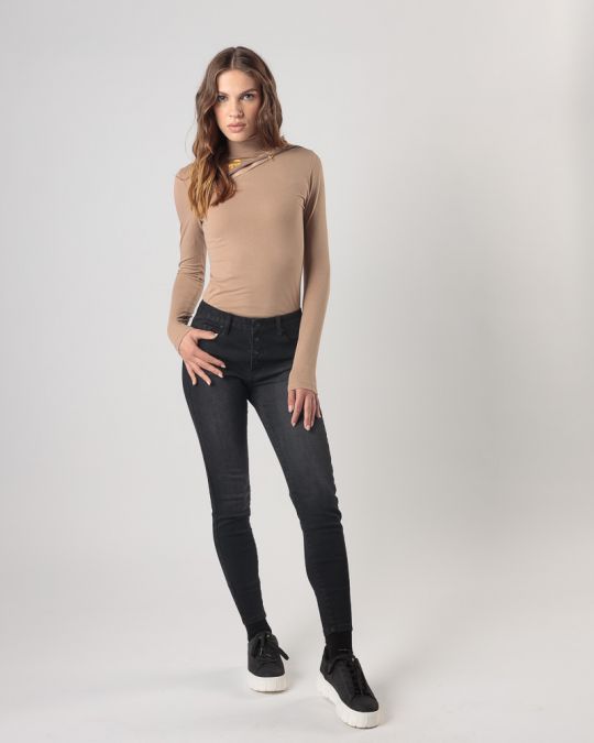 BEIGE WOMEN'S LONG-SLEEVED T-SHIRT 2D24FW4543LS0204