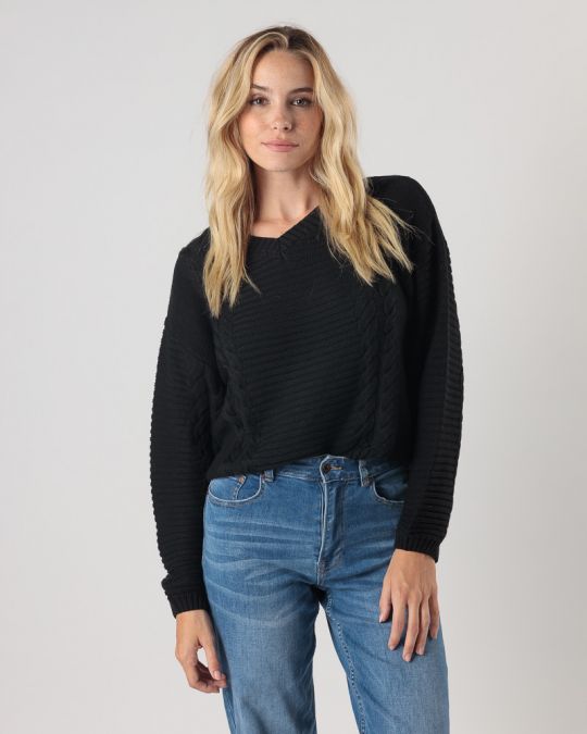 FEKETE NŐI KÖTÖTT PULÓVER 2D24FW6511LS1101