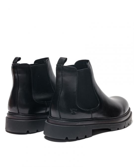 BLACK MEN'S LEATHER BOOTS - CASPER DE24FW6051LE