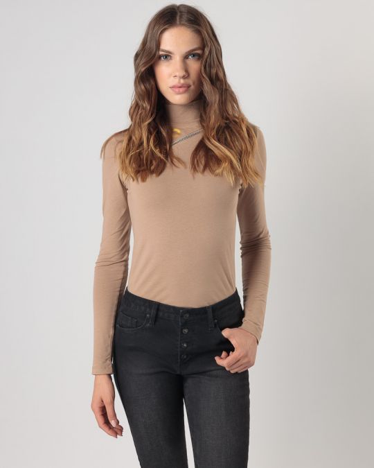 BEIGE WOMEN'S LONG-SLEEVED T-SHIRT 2D24FW4543LS0204