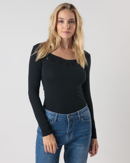 BLACK WOMEN'S LONG-SLEEVED T-SHIRT 2D24FW4570LS0204