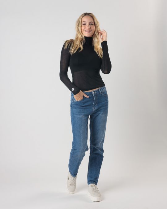 FEKETE NŐI ÁTLÁTSZÓ PULÓVER 2D24FW6513LS1101