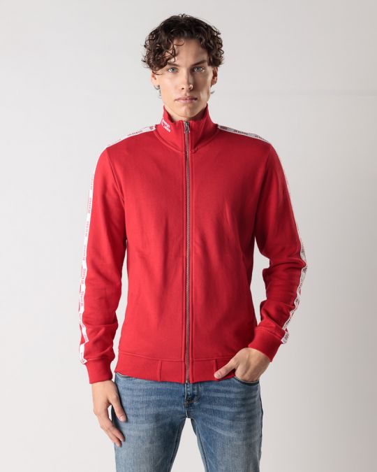RED MEN'S ZIP-UP SWEATSHIRT 1D24FW4078KA0704