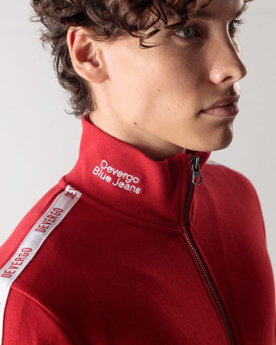 RED MEN'S ZIP-UP SWEATSHIRT 1D24FW4078KA0704