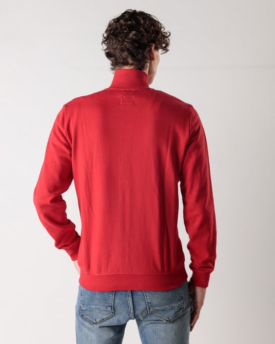 RED MEN'S ZIP-UP SWEATSHIRT 1D24FW4078KA0704