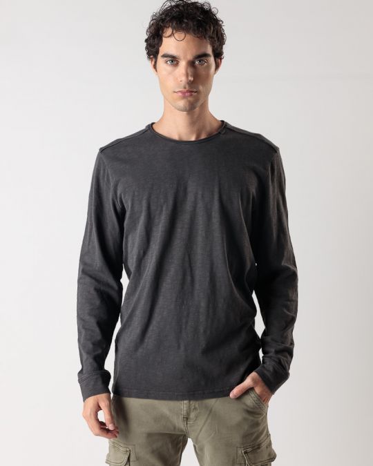 BLACK MEN'S LONG-SLEEVED T-SHIRT 1D24FW4010LS3806