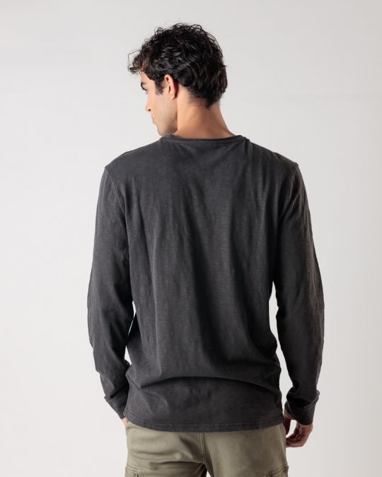 BLACK MEN'S LONG-SLEEVED T-SHIRT 1D24FW4010LS3806
