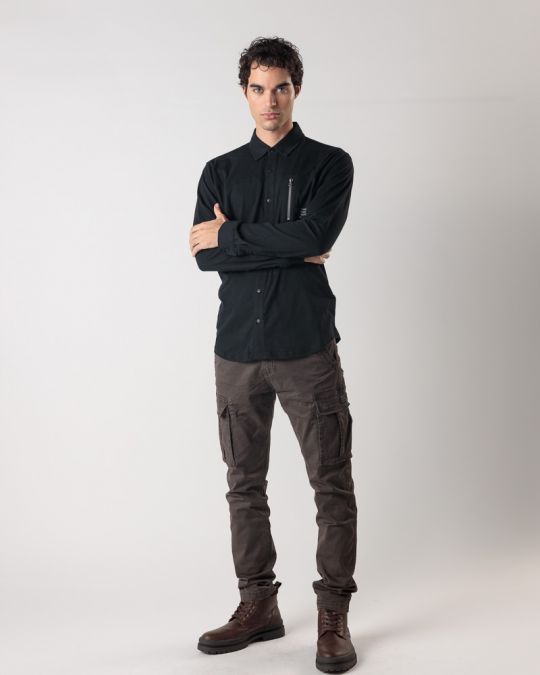 FEKETE FÉRFI HOSSZÚ UJJÚ ING 1D24FW5004LS0104