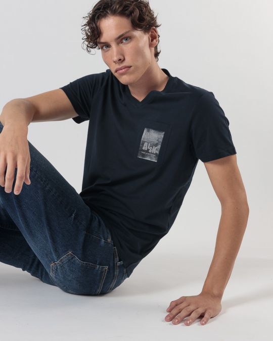 BLUE MEN'S T-SHIRT 1D24FW4025SS0105