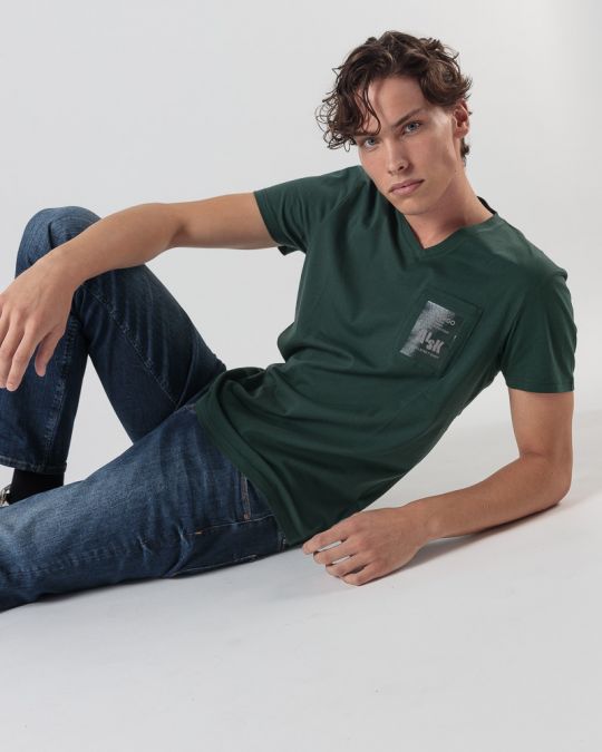 GREEN MEN'S T-SHIRT 1D24FW4025SS0105