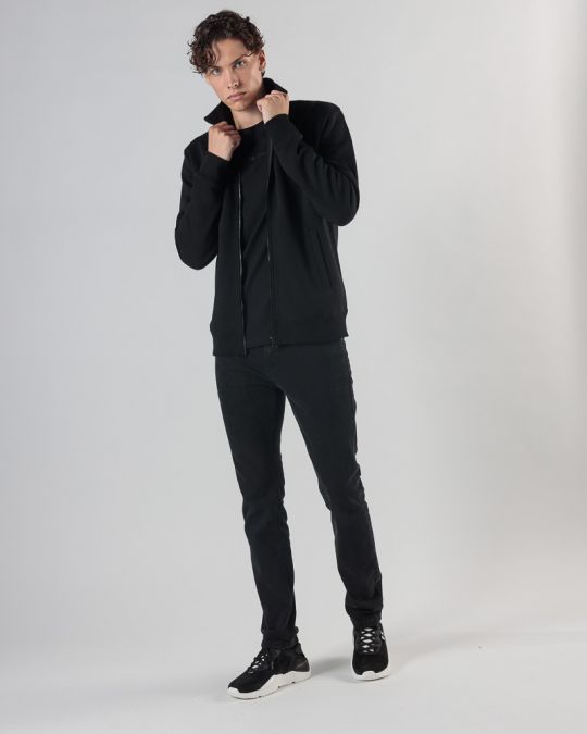 BLACK MEN'S ZIP-UP SWEATSHIRT 1D24FW4085KA0705