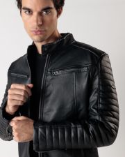 FEKETE FÉRFI VEGÁN BŐR KABÁT