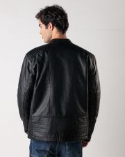 FEKETE FÉRFI VEGÁN BŐR KABÁT