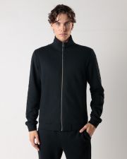 BLACK MEN'S ZIP-UP SWEATSHIRT