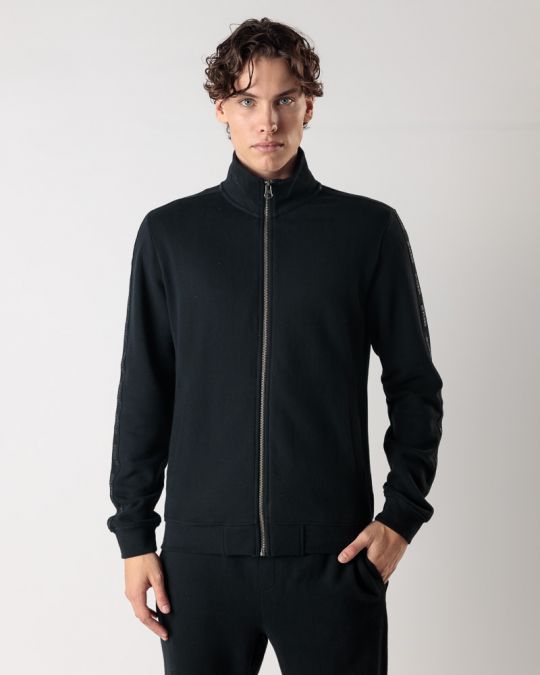 BLACK MEN'S ZIP-UP SWEATSHIRT 1D24FW4078KA0704