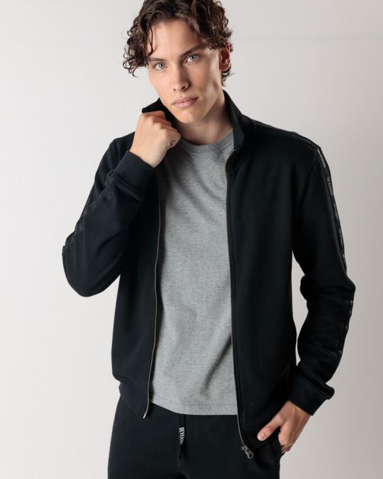 BLACK MEN'S ZIP-UP SWEATSHIRT 1D24FW4078KA0704