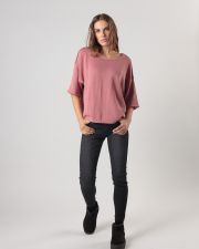 RÓZSASZÍN NŐI RÖVID UJJÚ KÖTÖTT PULÓVER