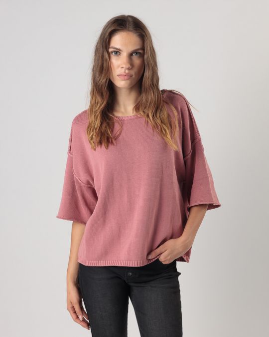 RÓZSASZÍN NŐI RÖVID UJJÚ KÖTÖTT PULÓVER 2D24FW6525SS1124