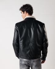 FEKETE FÉRFI VEGÁN BŐR KABÁT