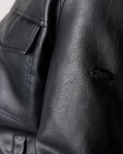 FEKETE FÉRFI VEGÁN BŐR KABÁT