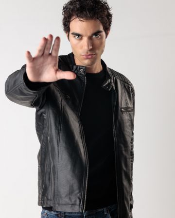 FEKETE FÉRFI VEGÁN BŐR KABÁT 1D24FW3023KA9000