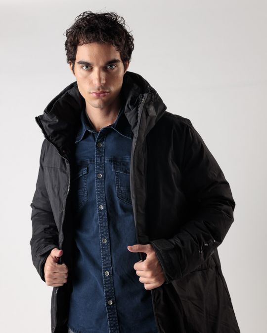 FEKETE FÉRFI HOSSZÚ KABÁT 1D24FW3015KA1600