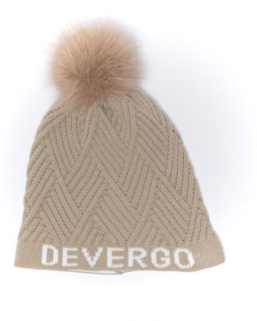 BEIGE WOMEN'S KNITTED HAT 2D24FW8505HA1101