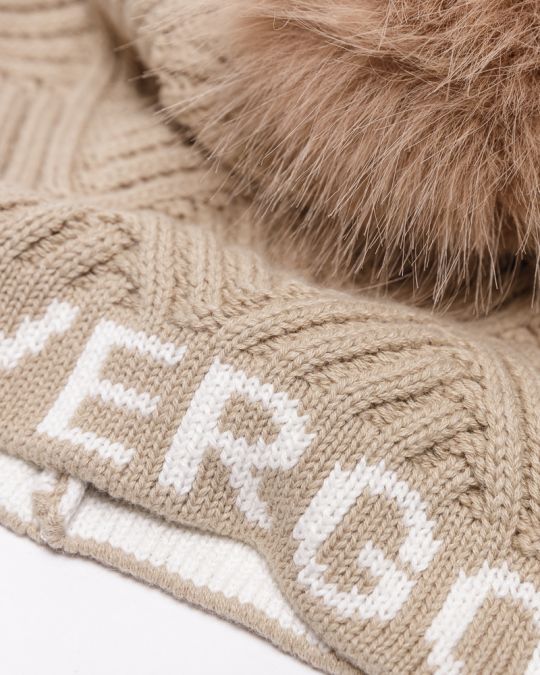 BEIGE WOMEN'S KNITTED HAT 2D24FW8505HA1101
