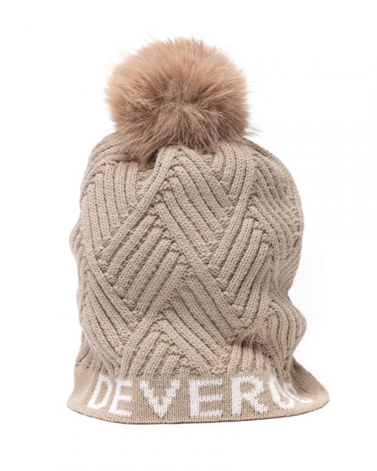 BEIGE WOMEN'S KNITTED HAT 2D24FW8505HA1101