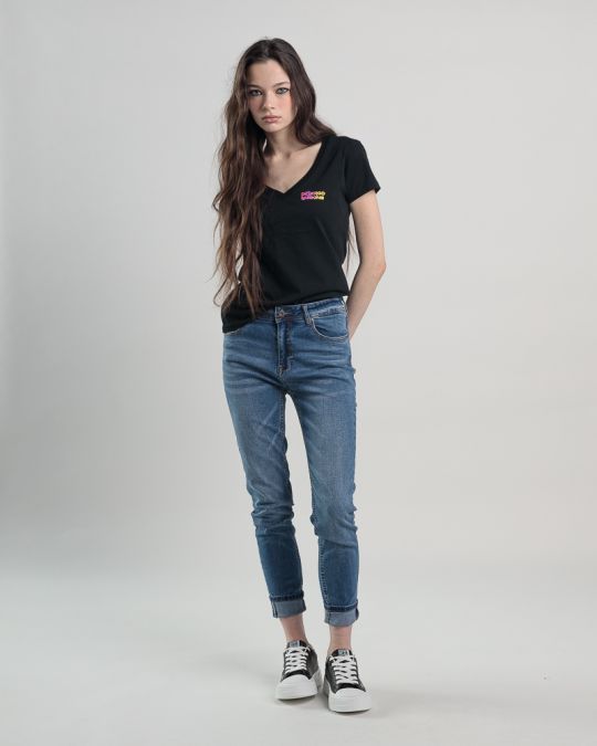 BLACK WOMEN'S T-SHIRT 2D25SS4559SS0105