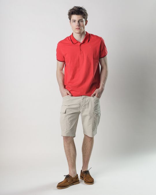 PIROS FÉRFI RÖVID UJJÚ PÓLÓ 1D25SS4008SS0104