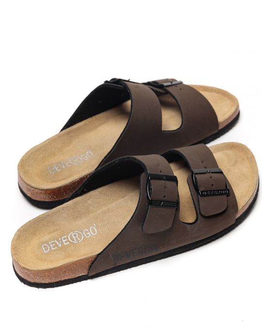 BROWN MEN'S LEATHER SANDALS - ALFRED DE25SS2005PU HV