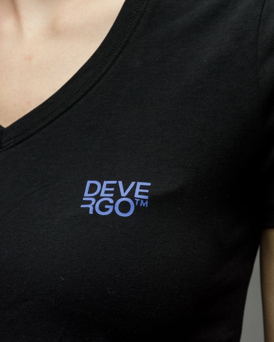 BLACK WOMEN'S V-NECK SHORT SLEEVE T-SHIRT 2D25FW4514SS0205